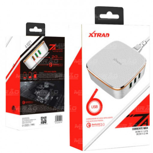 Clique Aqui para Comprar Carregador Xtrad USB 6 Saídas Qualconn 2.0